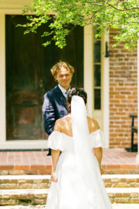 bride and groom first look
