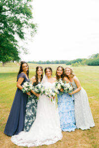 the bride with her bridesmaids